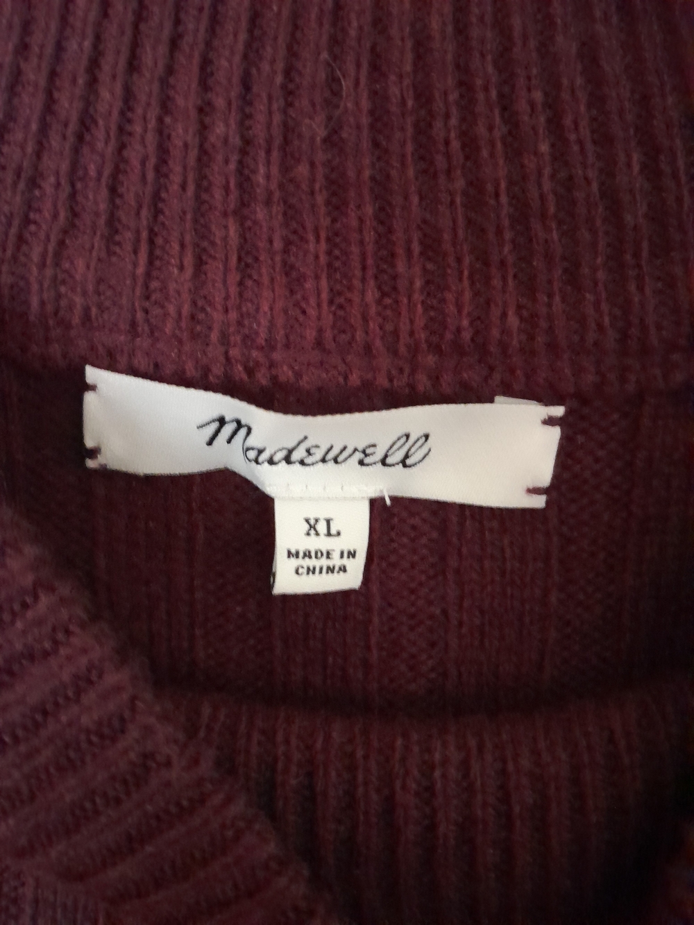 Madewell Plum Purple Ribbed Mockneck Cropped Wool Blend Sweater XL - Picture 6 of 12